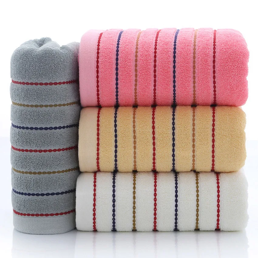 100% Cotton Striped Towels Set Soft Bath Thick Shower Bathroom Home Spa Face Towel for Adults Kids Toalla Serviette Handtuch