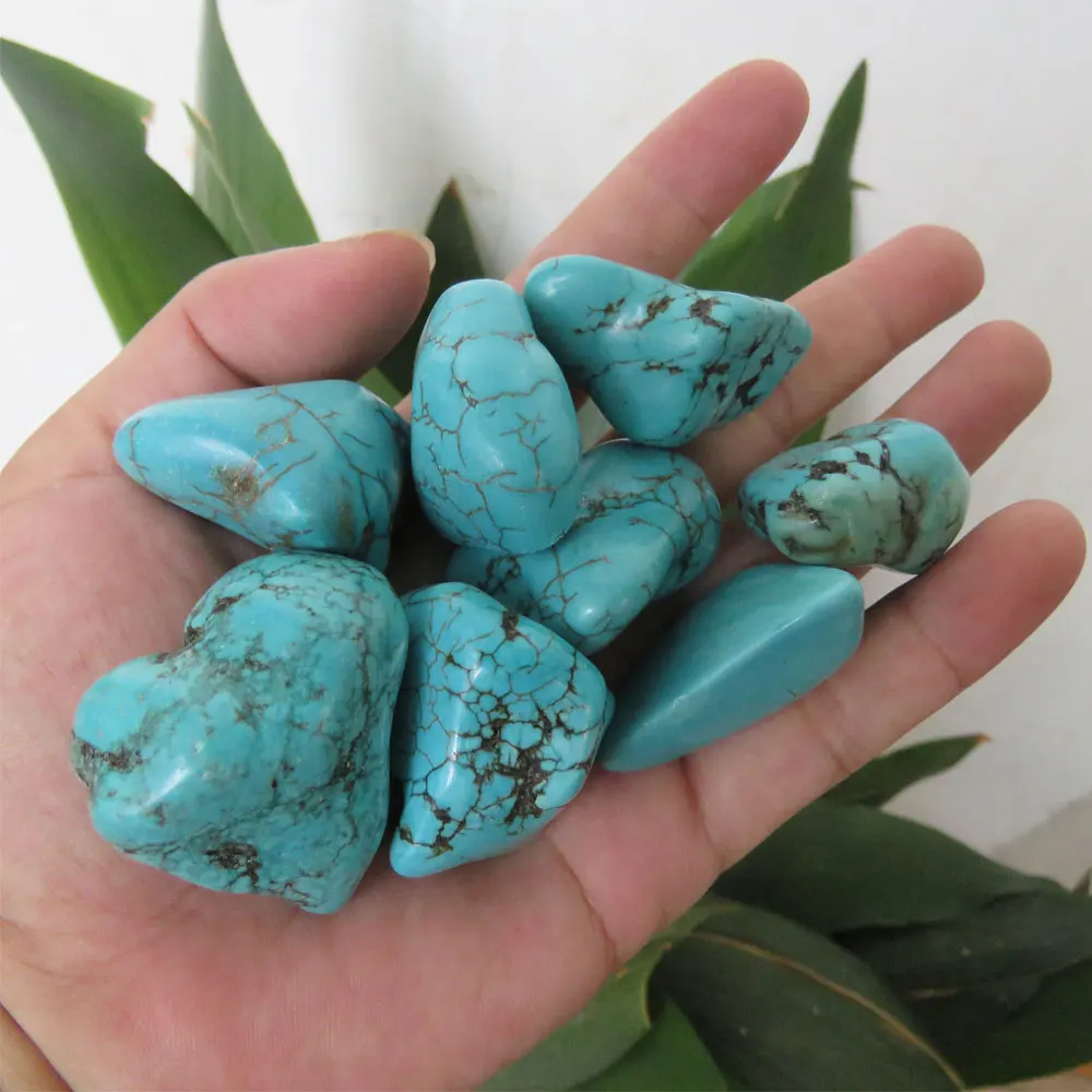 15~30mm AAAA+ Nunatak Crystal  Blue Turquoise Howlite Tumbled Stone Healing Fengshui Round Shape 200g Mineral Stones & Specimens