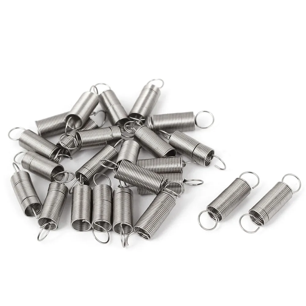 

24pcs Stainless Steel Dual Hook Small Tension Spring Hardware Accessories 0.5mm Wire Dia 6mm OD 25mm Length