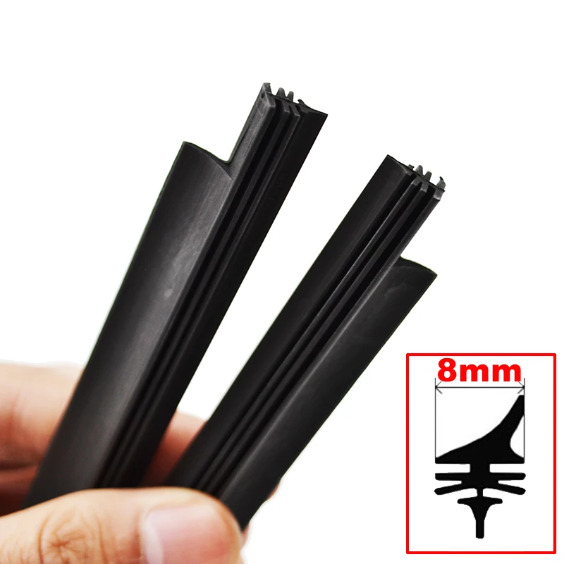 2Pcs/lot AAA-Grade Car Auto Vehicle Soft Rubber Refill For Pinch Tab Bayonet Side Pin Narrow Push Button Wiper Blades 8mm 26\