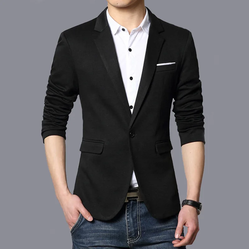 Men's One Button Casual Blazer Korean Slim Fit Men's Suit Jacket Casual Business Suit Plus Size 5XL Men Outerwear Male FS-163