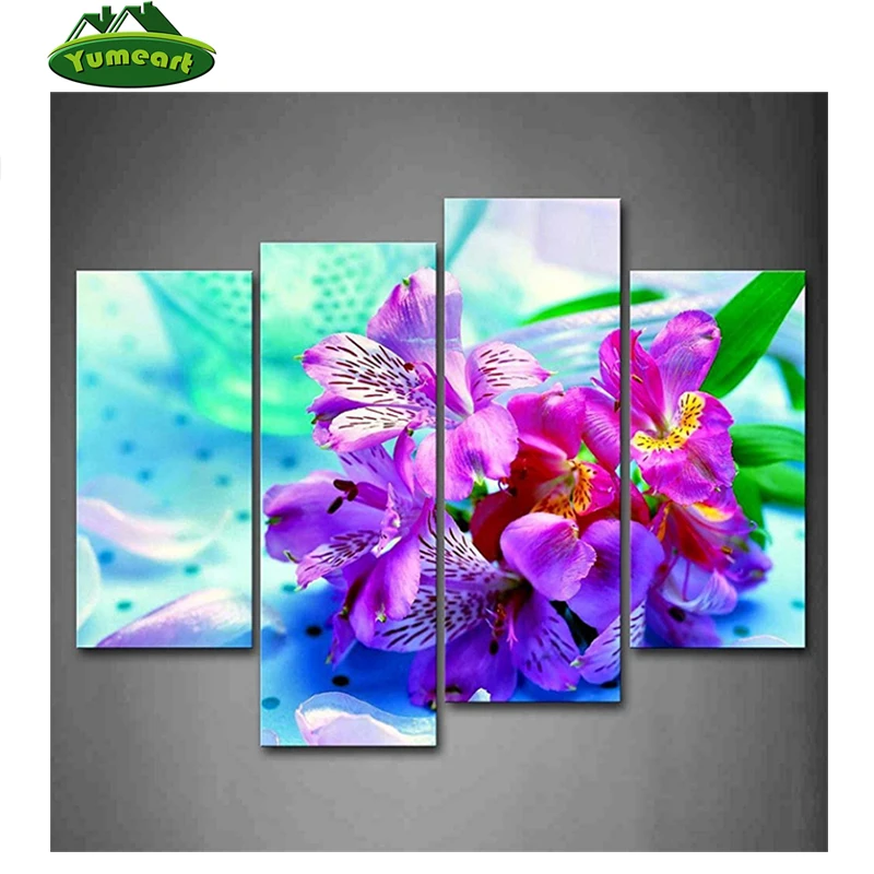 YUMEART DIY triptych Diamond Embroidery Orchid Stone Square Rhinestone Sets Diamond Painting Cross Stitch Wall Decor Needlework