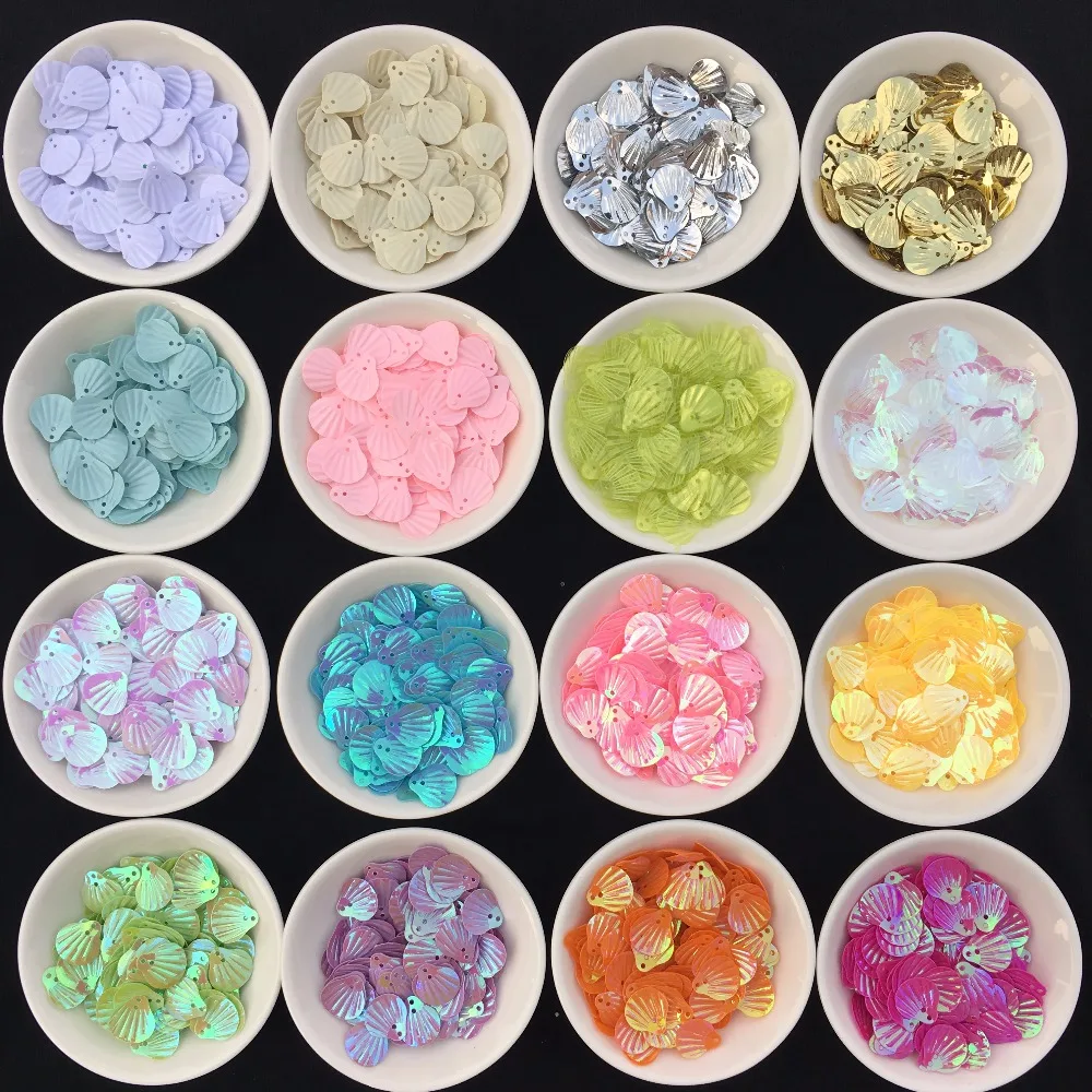 10g/lot 13X13mm 19 Colors Shell shape Loose Sequins confetti DIY Sewing Clothing gift wedding Party art decoration Accessories