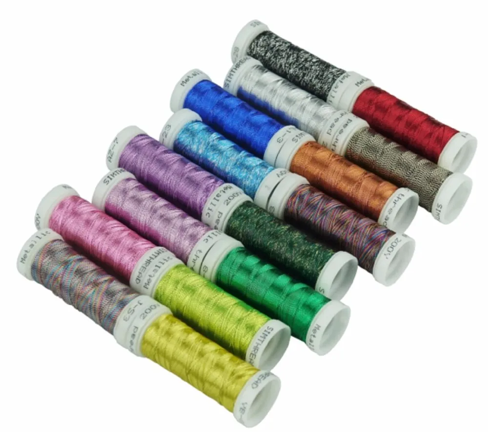 16 or 32 Assorted colors Metallic thread for embroidery machine or french embroidery as decorative jewelry lace thread 200Y each