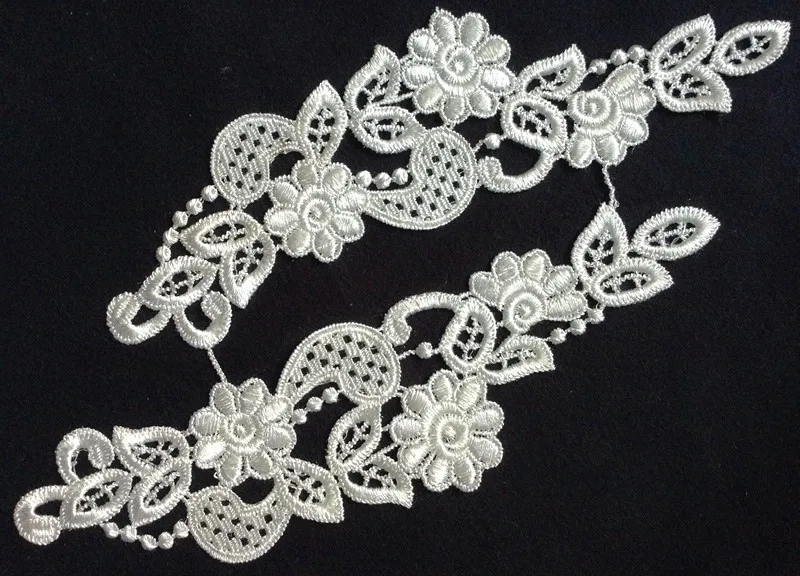 

24.5cm*7.5cm water soluble embroidery mirrored appliques,wedding dress applique accessories,XERY-GH0513B