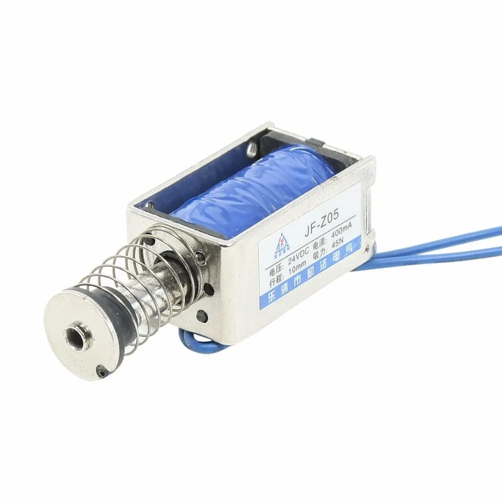 JF-Z05 Solenoid Electromagnet DC 6V/12V/24V 400mA 10mm Stroke 45N 4.5Kg 9.9LB Force Open Frame Type