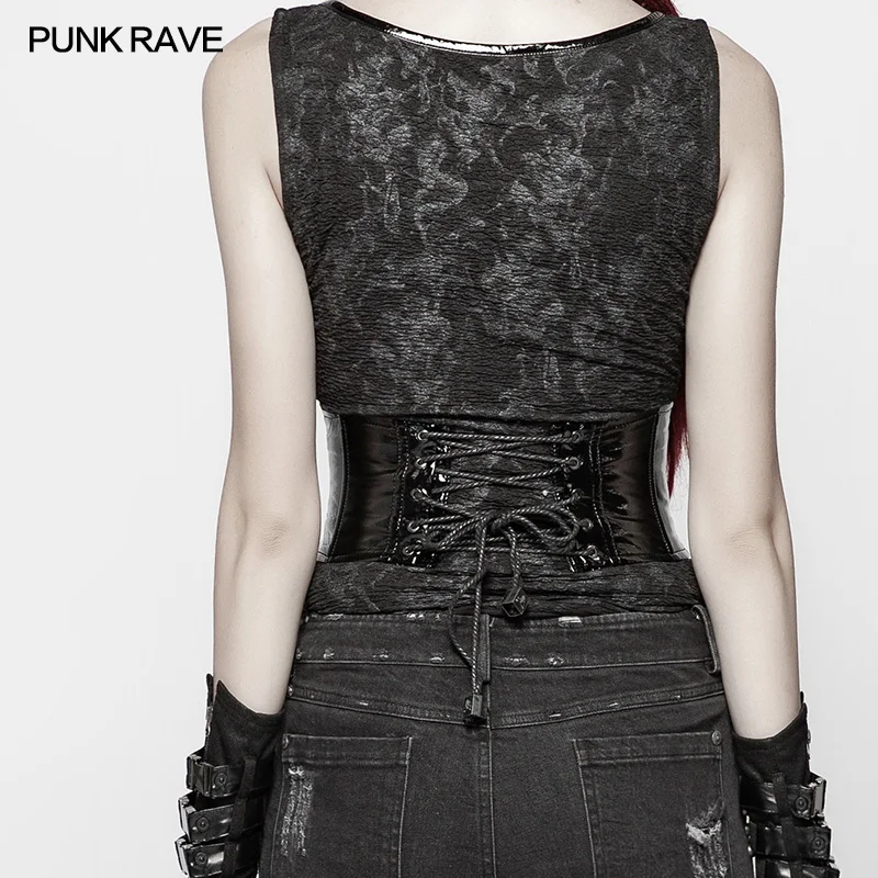 Punk Rave – gilet à ceinture en cuir noir pour femmes, accessoires gothiques, Steampunk, WS273