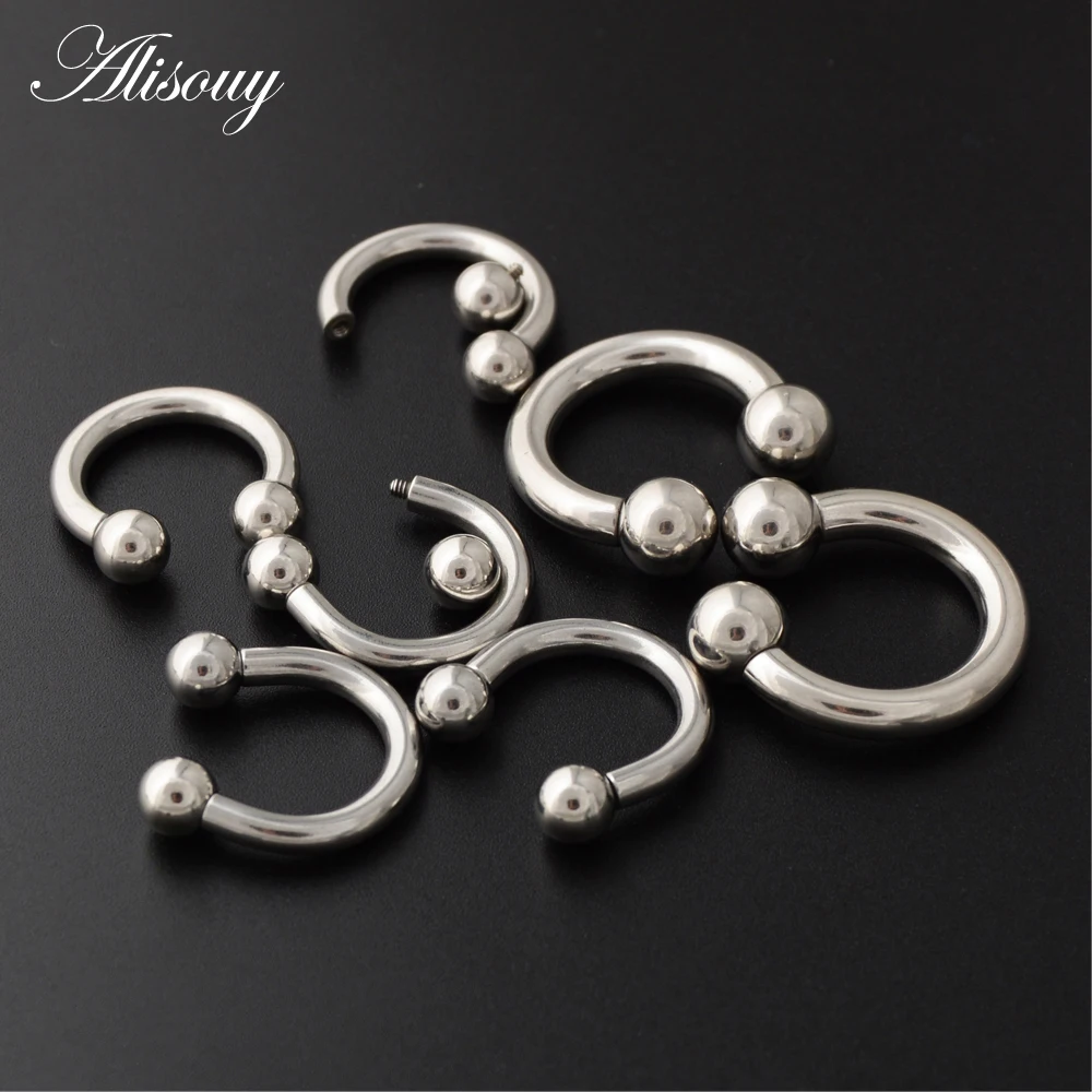 Alisouy 1PC Stainless Anodized Circular Barbell Horseshoe CBR Septum Lip Labret Eyebrow Nose Ring Nipple Piercing Body Jewelry