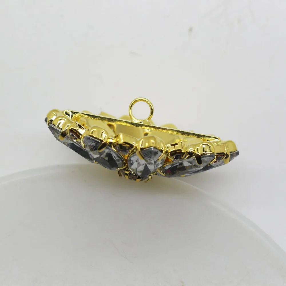 3pcs/lot 40mm rhinestone crystal button gold decorative flower button coat clothing fashionable clothing  accessories.