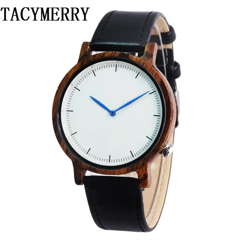 

Factory wholesale Brown Wooden Wristwatch For Men's Fashion Gifts With Genuine Cowhide Leather Watchband Wood Watch