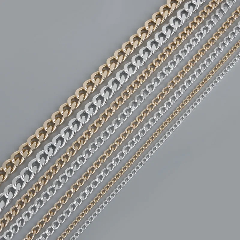 NiceBeads Aluminum Chain Mill Chain Plated Silver/Light Gold For Necklace Bracelet DIY Jewelry Findings & Craft Making