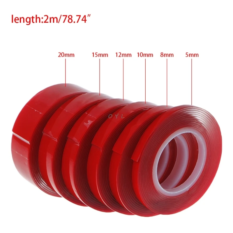 Red Double Sided Adhesive Sticker Tape Ultra High Strength Mounting Transparent No Traces Sticker for Car Auto Interior Fixed