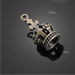 High Quality 10 Pieces/Lot 7.4mm*17.3mm Antique Bronze Plated Small 3D Crown Charms For Diy Jewelry Making