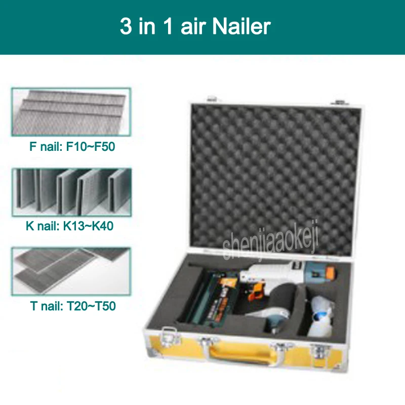 

Пневматический пистолет для гвоздей 3-в-1 для F Nail, T Nail, 440K Универсальный воздушный гвоздезабивной пистолет для деревообработки Воздушный степлер для дома DIY Столярный декор