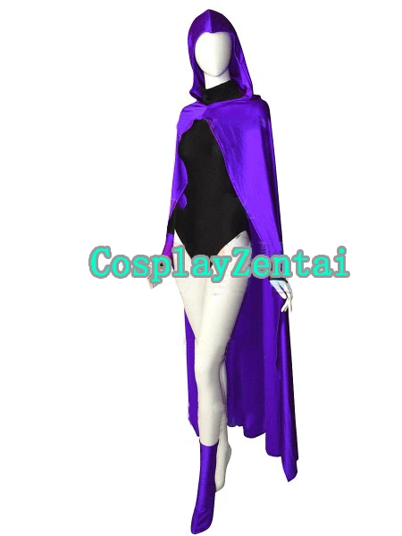 Raven Superhero Cosplay Costume Spandex Zentai Suit Spandex Bodysuit Jumpsuit halloween costumes for woman with Cape Hot Sale