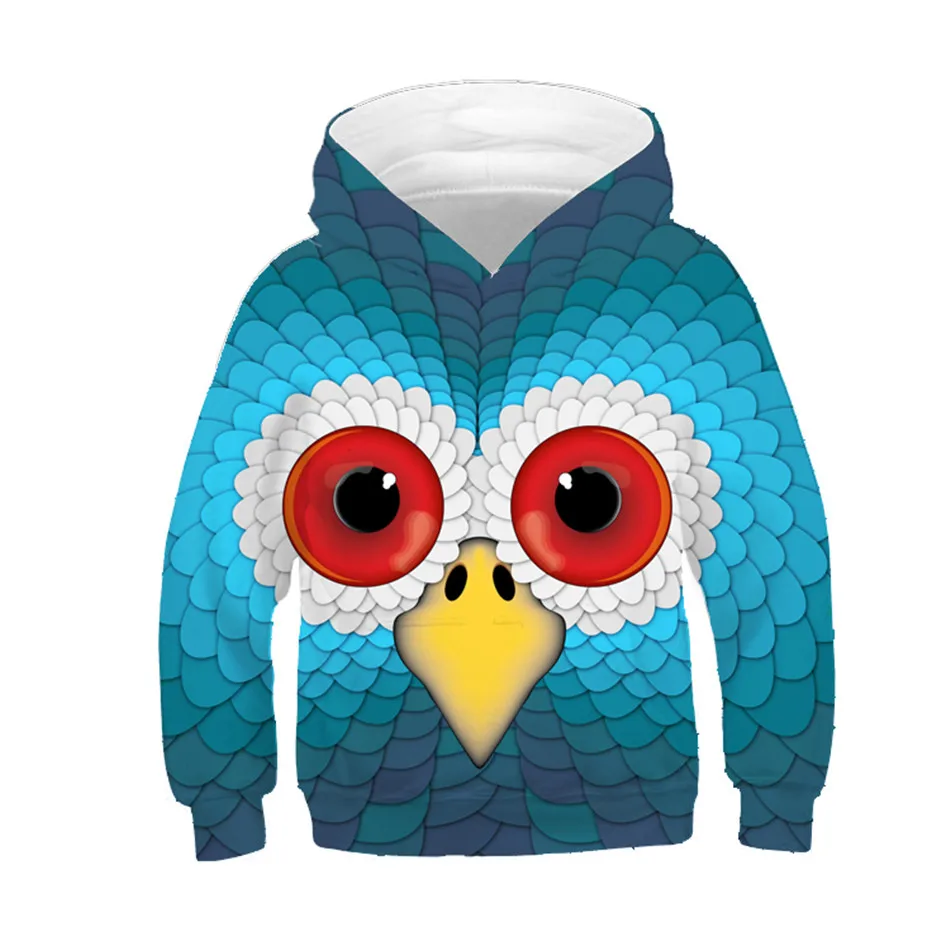 New 2022 Children Lovely Animal Owl Colorful Design Sweatshirt Boys Girls Fashion 3D Hooded Hoodies Kids Pullover Clothing Tops