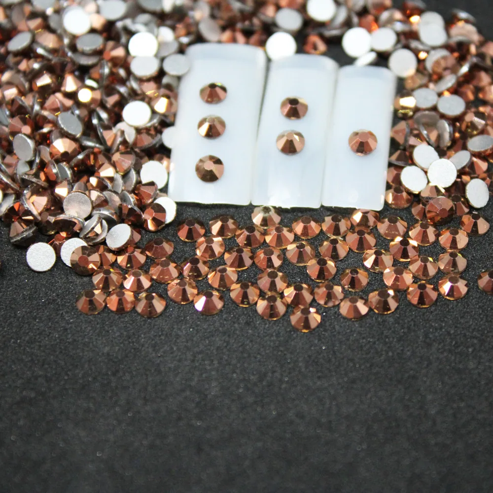 SS6-SS34 Rose gold Rhinestones Back Flat Round Nail Art Decorations And Stones Non Hotfix Rhinestones Crystals for DIY Glass