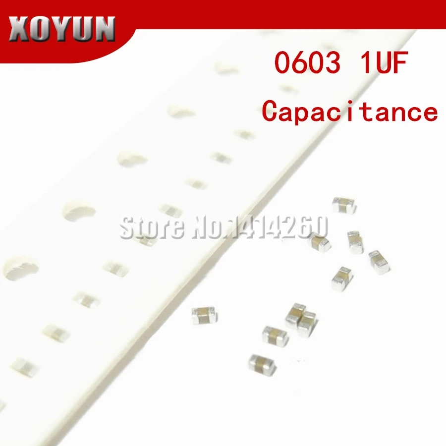 100pcs 0603 1UF X5R Error 10% 16V 0603 105 SMD Thick Film Chip Multilayer Ceramic Capacitor