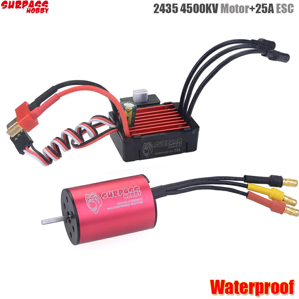 

Surpass Hobby 2435 4500kv Brushless Motor + 25A Brushless Speed Controller ESC Waterproof 2S For 1/16 RC Car