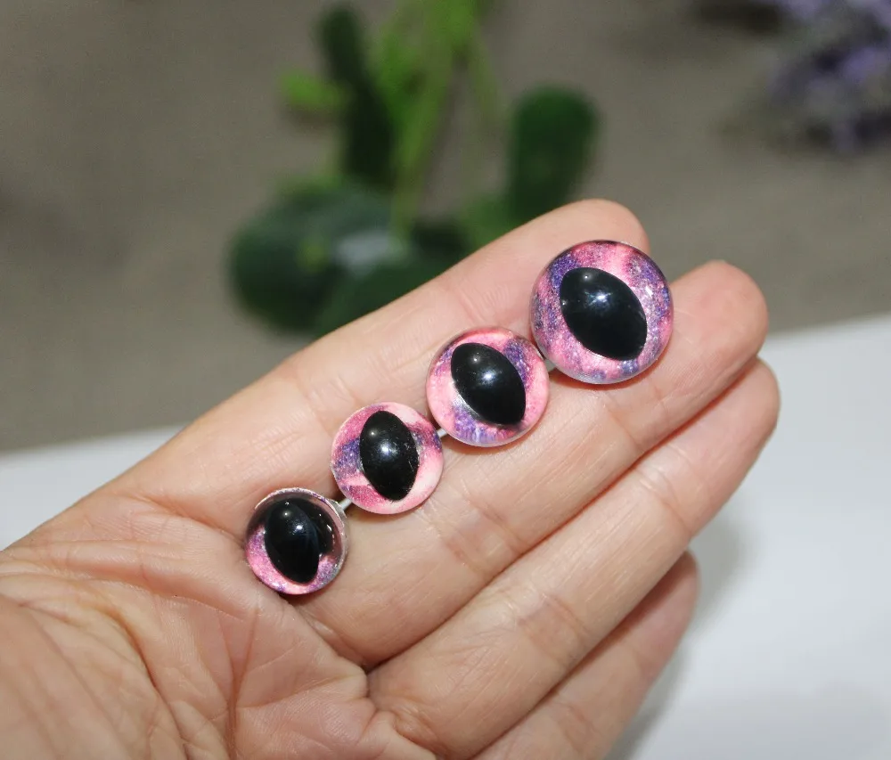 

10pcs/lot 13mm/14mm/15mm/18mm animal eyes clear plastic safety toy cat eyes + glitter fabric + washer--size option--02