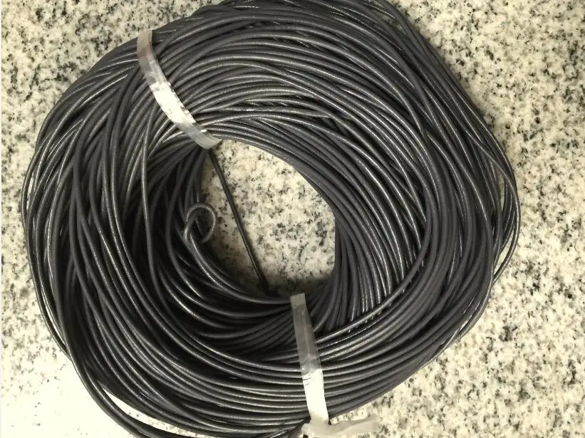 100Meters 2mm Dark Gray Real leather cord Round Genuine leather Cord Thread Wire For Bracelet Necklace Jewelry Design