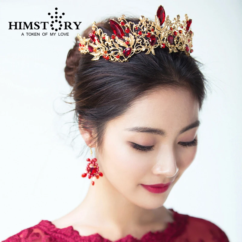 

HIMSTORY Luxury Princess Queen Crown European Baroque Large Headdress Wedding Hair Accessory