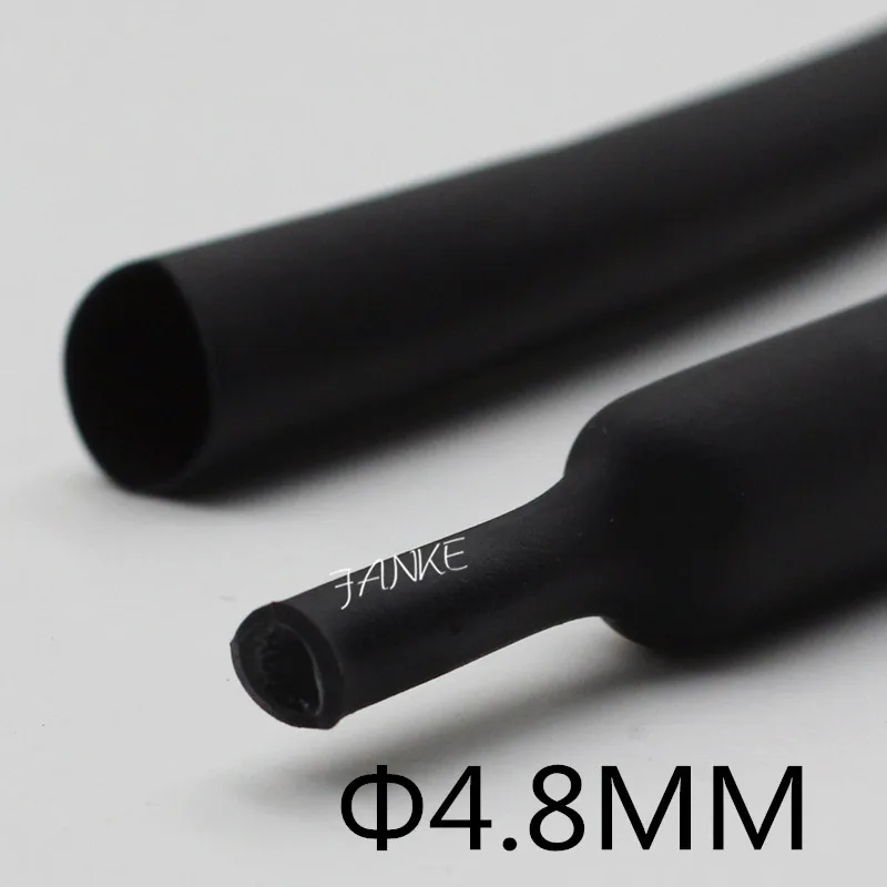 (1Meter/lot)4.8MM Inner Diameter Black Double Wall Heat Shrink Tube Shrinkage Ratio 3:1 Containing Glue Waterproof Cable Sleeve