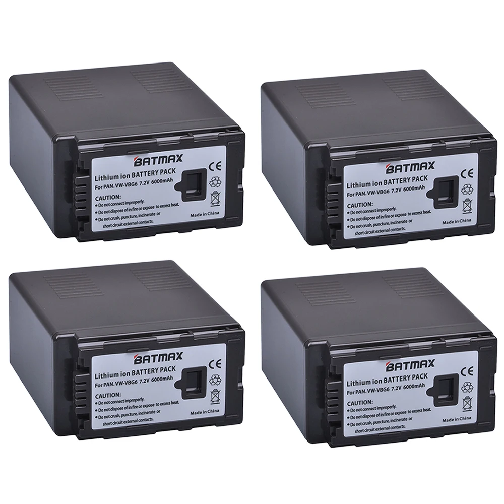 

4Pcs 6000mAh VW-VBG6 VWVBG6 VBG6 VW-VBG6GK Batteries Bateria for Panasonic AG-AC130 , AG-AC160 , AG-AF100 , AG-AF100A , AG-HMC70