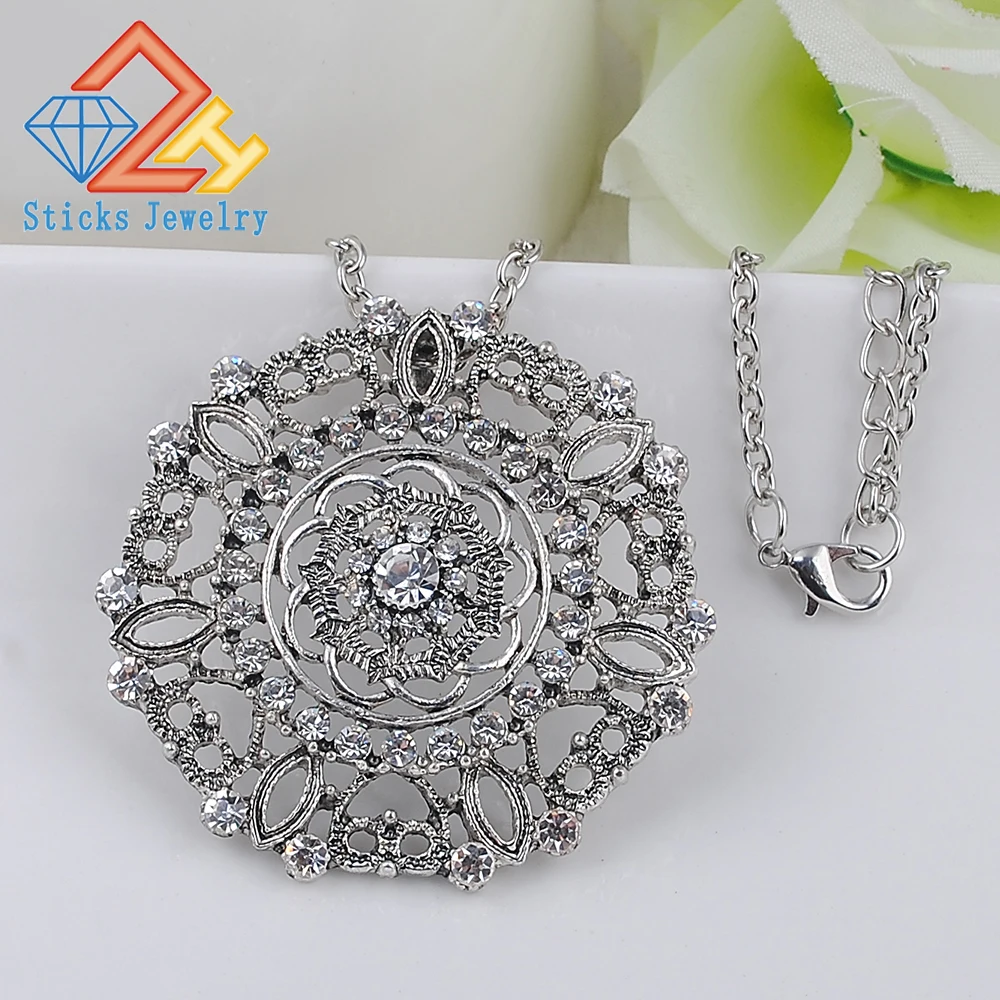 Fashion Major Circular Hollow Flower Long Necklace Sweater Chain Jewelry Wholesale