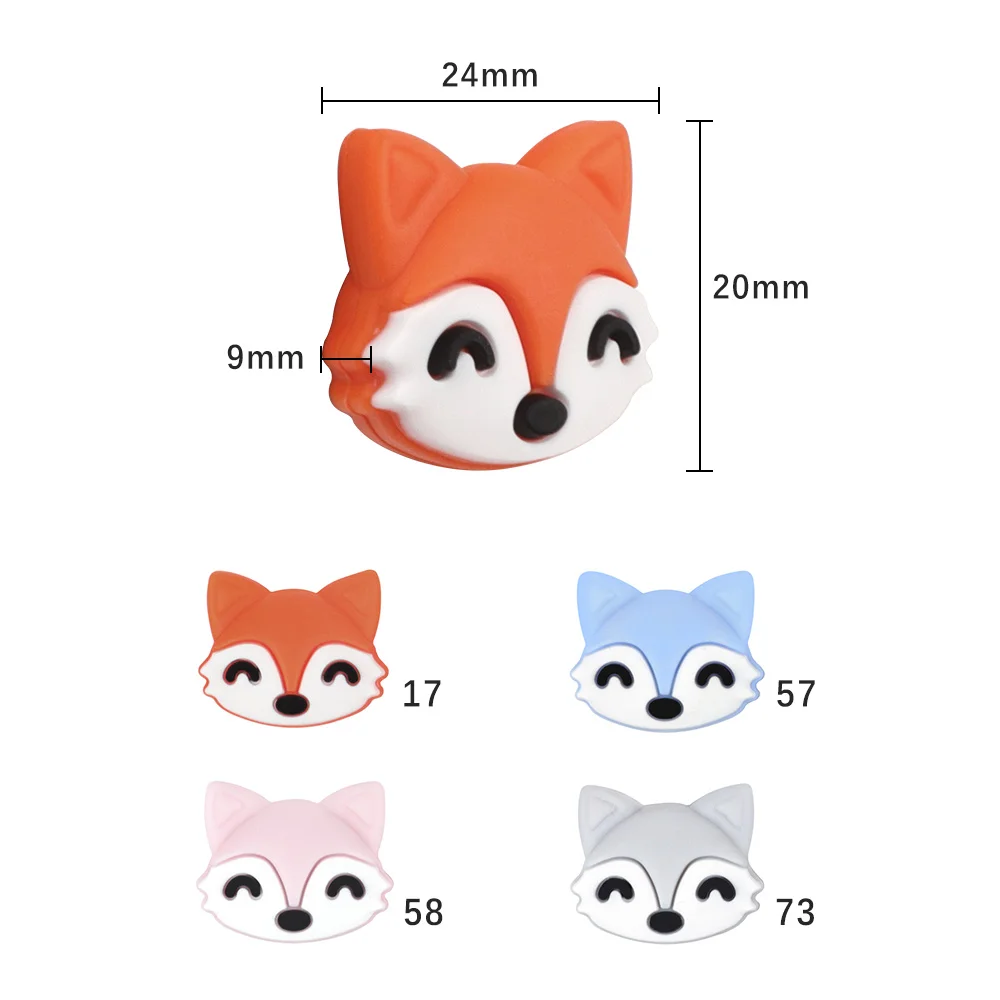 TYRY.HU 10pc Silicone Fox Beads Food Grade Pearl Silicone Chew Necklace Bebe Teething Teether Beads