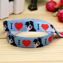 5/8''  Fold Elastic FOE Border Collie printed headband headwear hairband diy decoration wholesale OEM P5712