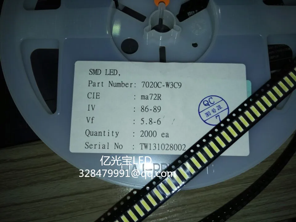 50pcs/LOT 7020 SMD LED 7020 White 7020 Diodes Light-emitting diode 7020 side 0.5W Cool white 60-70LM 8000K-13000K 3V-6V 150MA