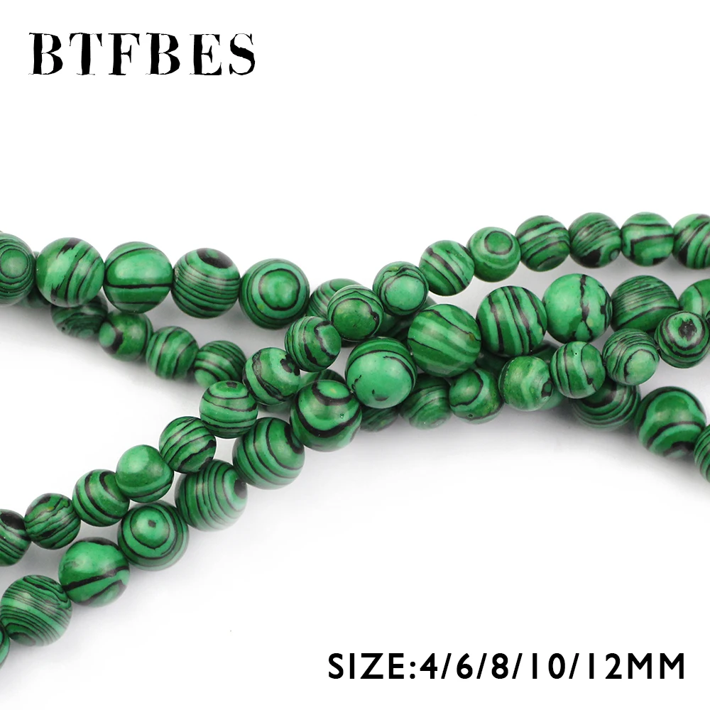 Synthesis Green Blue Malachite Beads Round Spacer Loose Beads for Jewelry Bracelet Necklace Pendant Making DIY Findings 15 inch