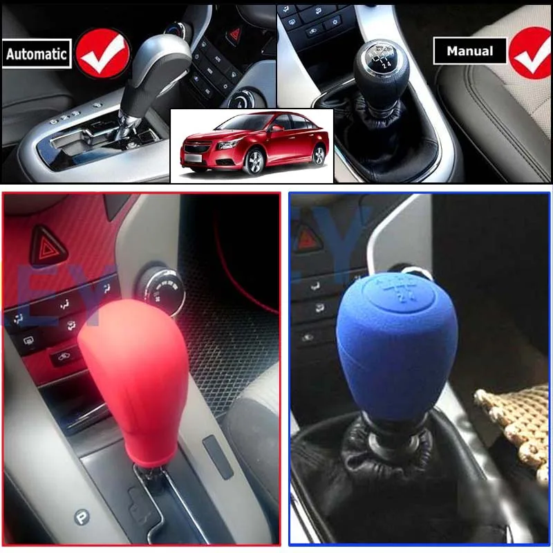 1Pc For Chevy Cruze Manual Automatic Car Silicone Gear Head Shift Knob Cover Gear Shift Collars Handbrake Grip Hand Brake Covers