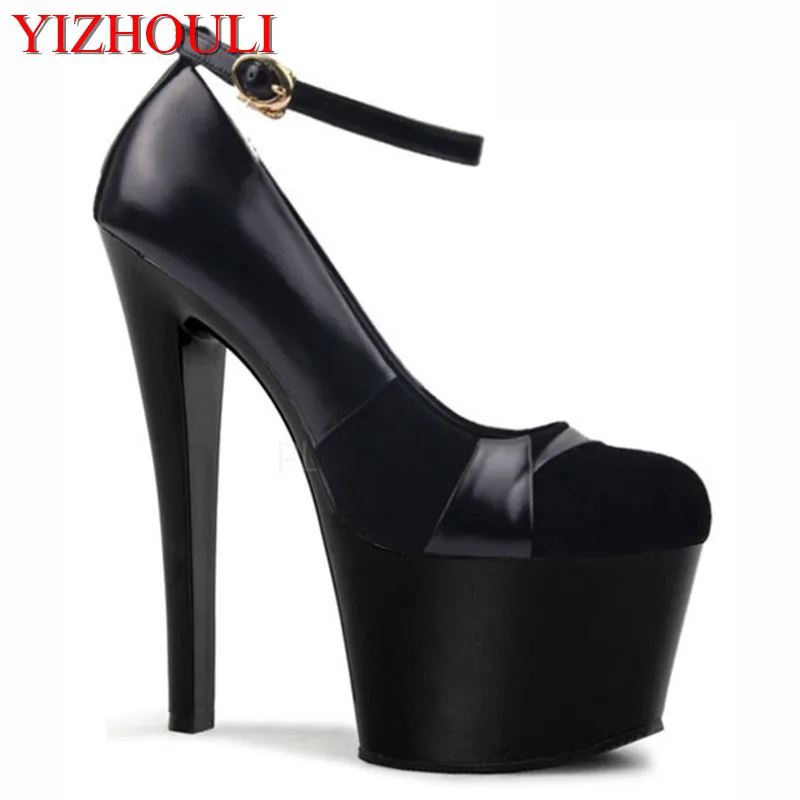 Large size 34-46 artificial suede pumps with high quality 17cm high heels, bride wedding shoes, black blue, dancing shoes