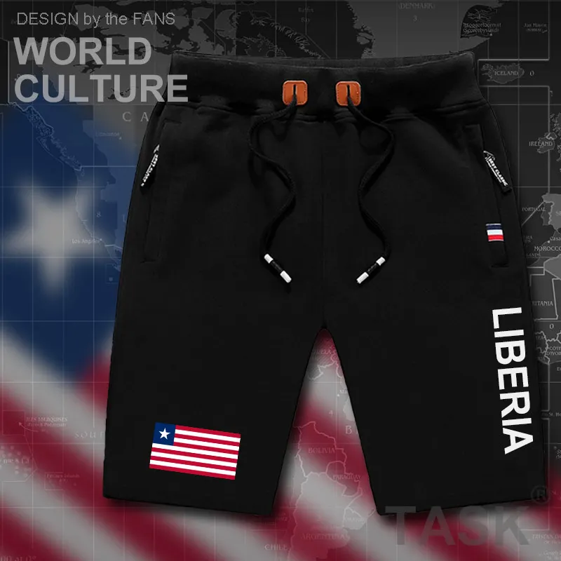 Liberia Liberian mens shorts beach man men's board shorts flag workout zipper pocket sweat bodybuilding 2017 cotton brand LR LBR