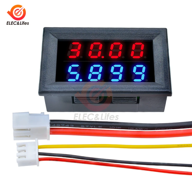 DC 100V 200V 10A Dual 0.28\'\' LED Digital Voltmeter Ammeter Detector 4 Bit 5 Wires Voltage Current Meter Volt amp tester 10A