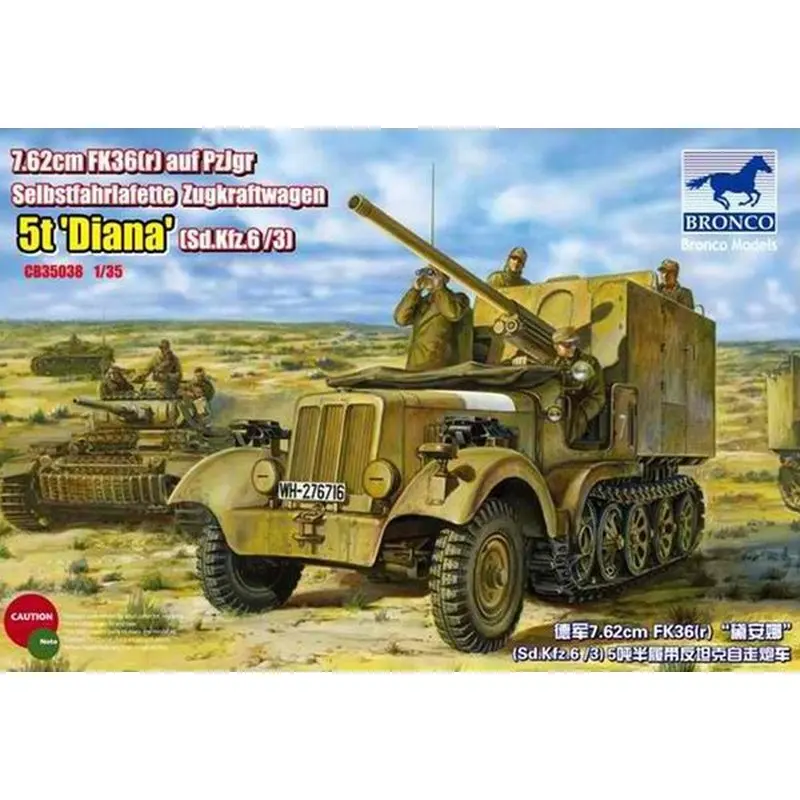 BRONCO CB35038 1/35 7.62cm FK36(r) auf PzJgr Selbstfahrlafette Zugkraftwagen 5t - Scale Model Kit