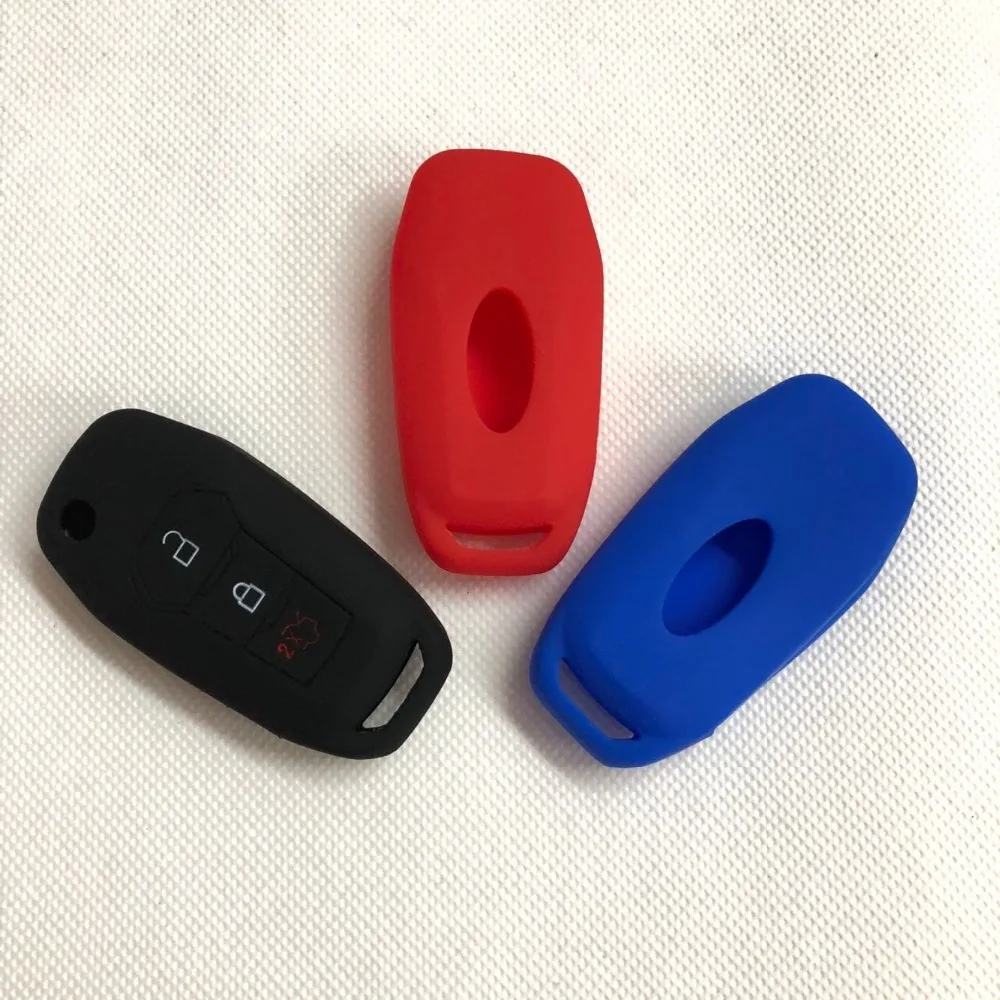 For Ford F-150 F-250 F-350 Explorer Ranger KA Fiesta Mondeo Silicone Remote Flip Key Case Fob Shell Cover Skin Holder 3 Button