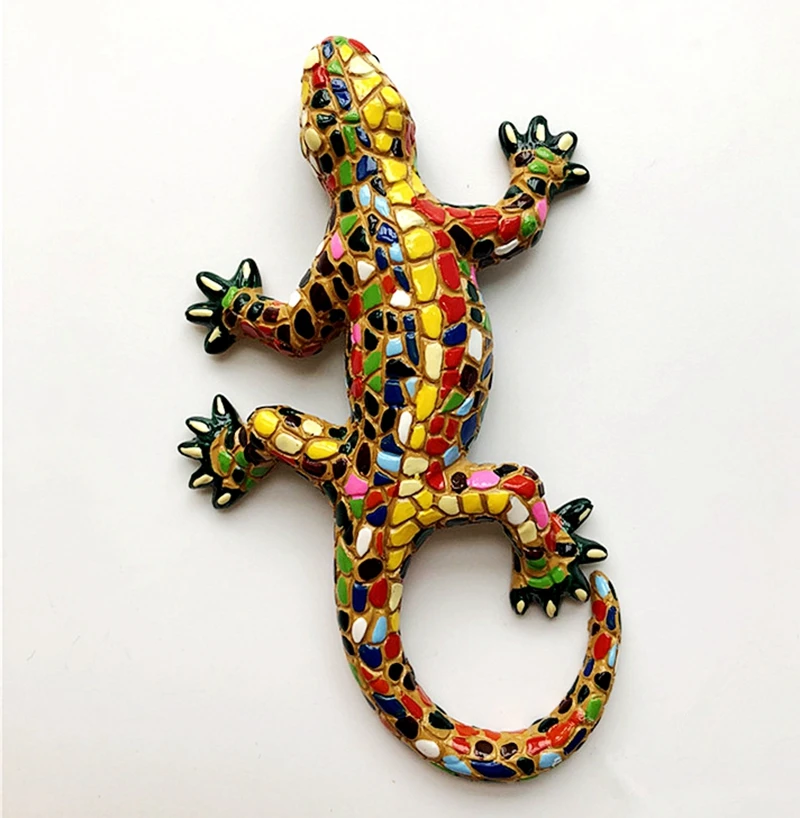 New Handmade Painted Spanish Mosaic Gecko Lizard 3D Fridge Magnets Tourism Souvenirs Refrigerator Magnetic Stickers Gift