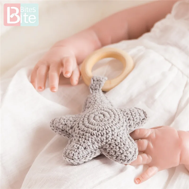 Bite Bites 1PC Amigurumi Star Mobile For Baby Cot Hanging Toys Baby Rattle Toys Funny Educational Toddler Crochet Children\'s Toy