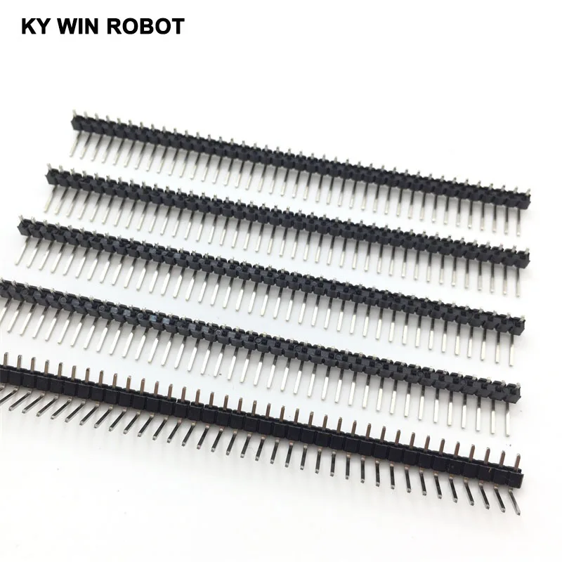 Hot Sale 10pcs 40 Pin 1x40 Single Row Male 2.54mm Breakable Pin Header Right Angle Connector Strip bending