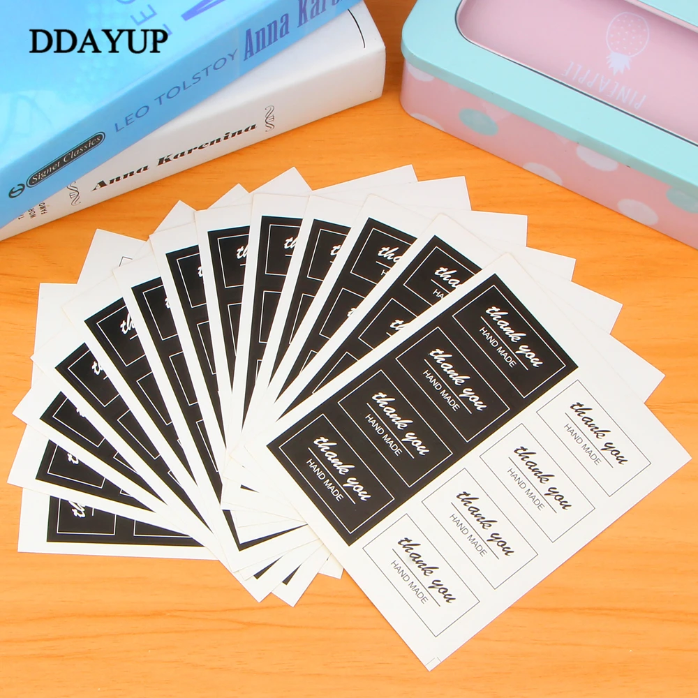 80pcs/10sheet Thank You Label Stickers Kraft Label Sticker Diameter For Diy Hand Made For Gift Cake Sealing Hang Tag