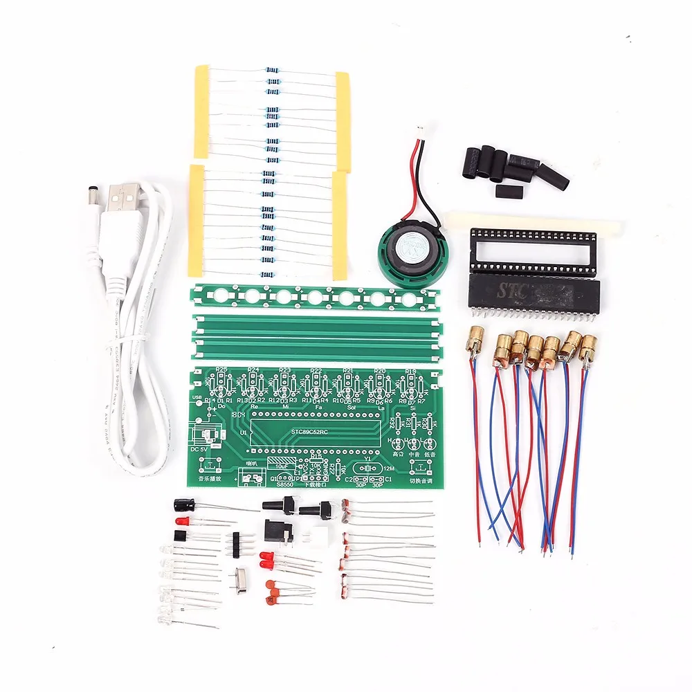 DIY Electronic Kit C51 MCU Laser Harp Kit Soldering Project Practice String Keyboard Suite 7 Strings Technology Piano Music Box