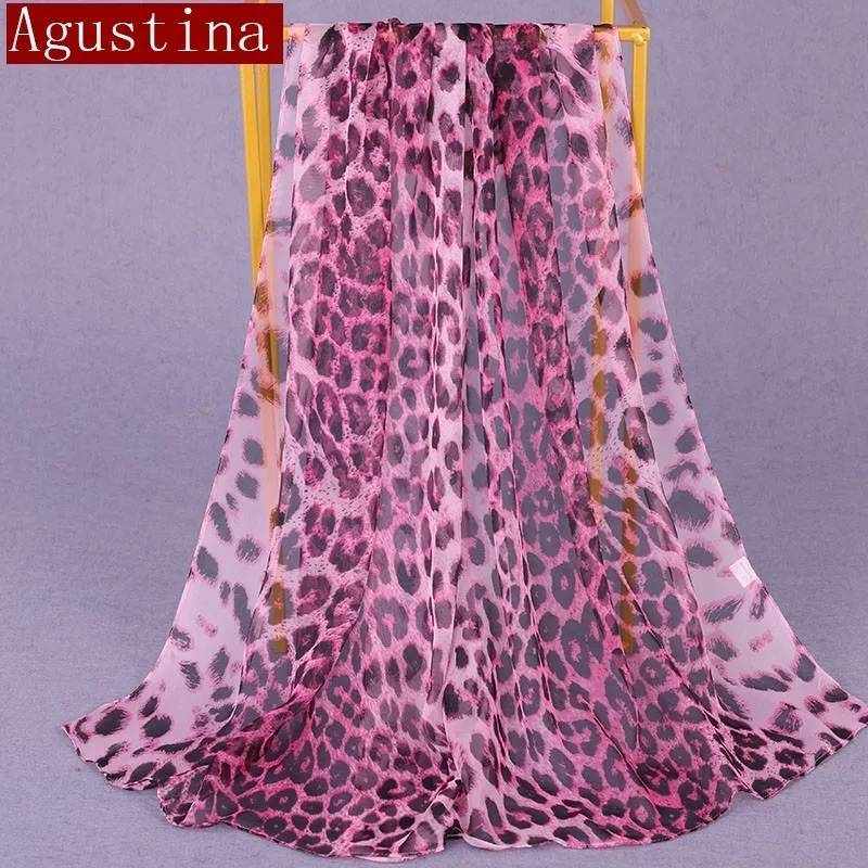 100%silk leopard print scarf Gradient women fashion hijab winter brand thin autumn red long scarfs poncho luxury ladies scarves