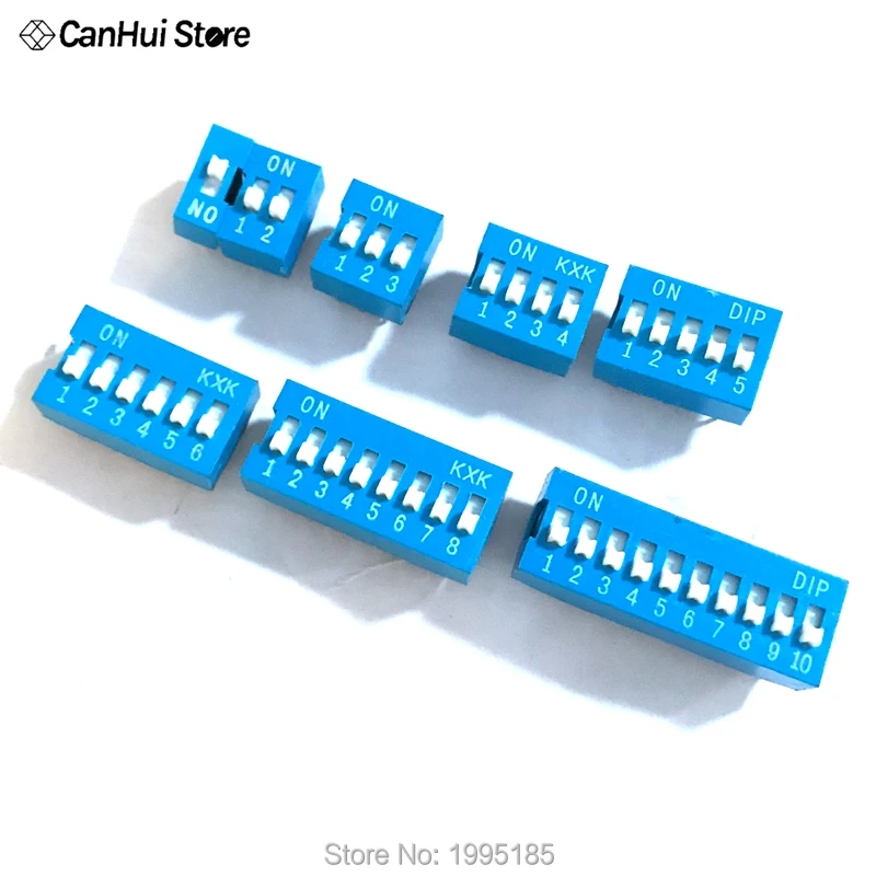 10pcs Slide Type Switch Module 1 2 3 4 5 6 7 8 10 PIN 2.54mm Position Way DIP  Pitch Toggle Switch Blue Snap Switch Dial Switch