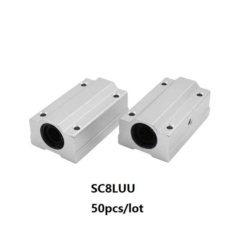 

50pcs/lot SC8LUU SCS8LUU Bearing long type linear case unit linear ball bearing blocks for 8mm linear shaft for CNC router