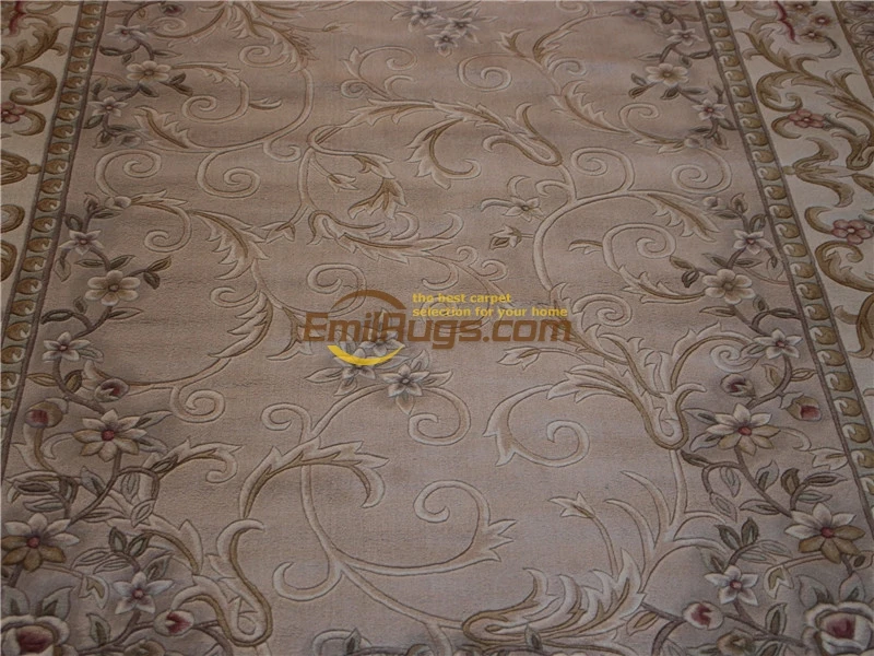 Hand-knotted Rug Embroidered Wool Rug Carpet Luxury woven floor Rectangularchinese aubusson rug