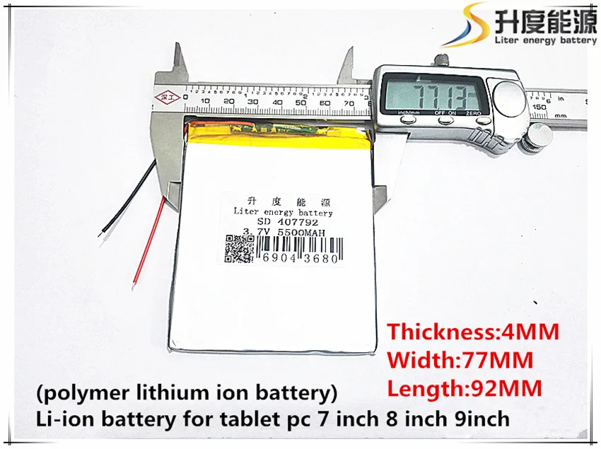 407792 5500mAH Li-ion Tablet pc battery For 7,8,9 inch tablet PC 3.7V Polymer lithiumion Battery With High Quality