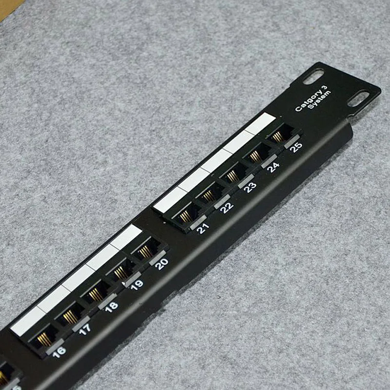 19" Cabinet Rack 25 Port Telephone Patch Panel Modular 110 Voice Distribution Frame RJ11 4C Cable Adapter Modular Keystone Jack